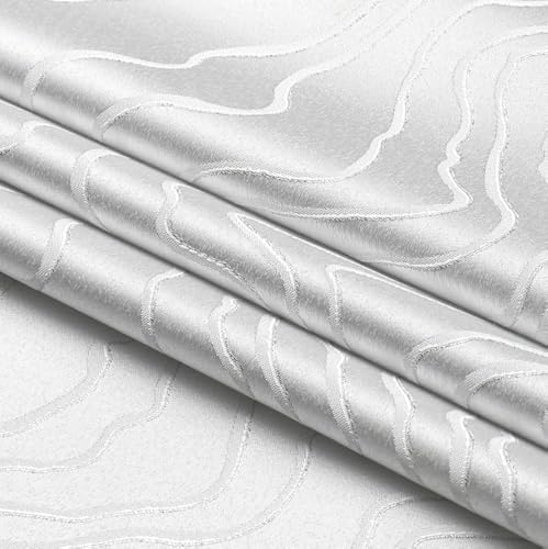 Majestic Giftware Premium Jacquard Cut Fabric (1348-40X120) | 40" Wide X 120" Length Silver Ripple Cloth for Table Runner,...