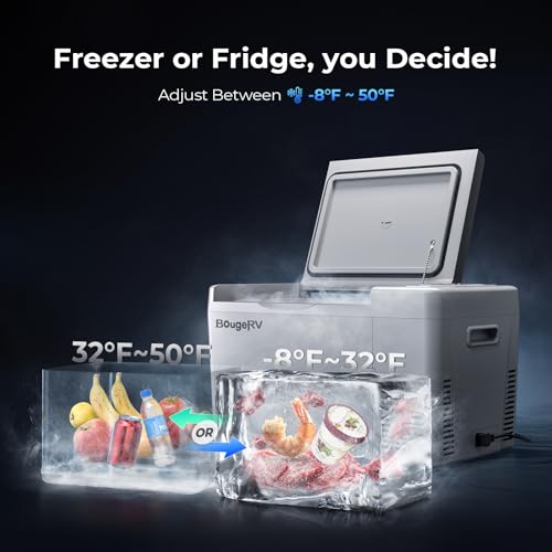 BougeRV 12 Volt Refrigerator 12V Car Fridge 23 Quart Portable Freezer Compressor Cooler 12/24V DC 110~240 Volt AC for Truc...
