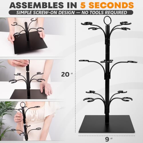 Ksestor Drink Stand - Holds 12 Glasses – Cocktail Tree Stand Tower- Mimosa Bar Display for Parties - Wine Glass Holder