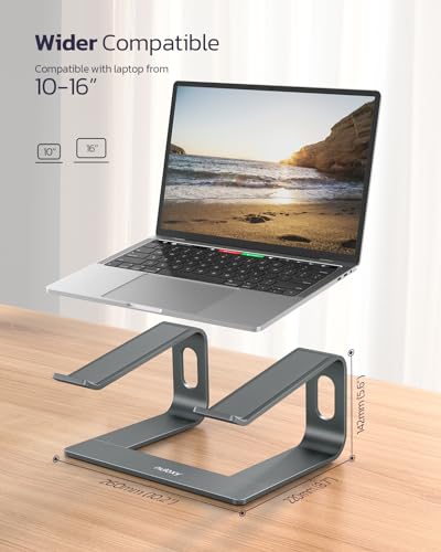 Nulaxy Fully Aluminum Detachable Laptop Stand, Ergonomic Ventilated Cooling Laptop Holder Computer Riser for Desk, Anti-Sl...