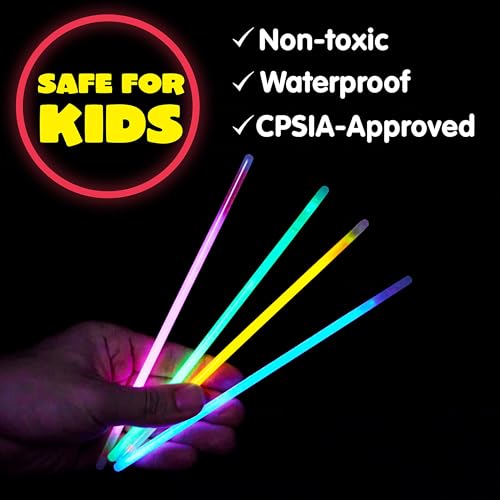JOYIN 144 Pcs 8" Glow sticks Bulk Party Favors Pack, New Years Eve Neon Glow in the Dark Party Supplies, Light Up Necklace...