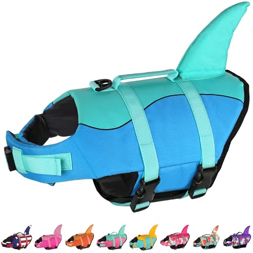 Dogcheer Dog Life Jacket, Cute Shark Dog Life Vest for Swimming Boating with Superior Buoyancy and Rescue Handle, Adjustab...