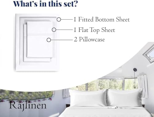RV Camper King Sheet Set (72x80) - 100% Egyptian Cotton, Soft & Cooling, 16" Deep Pocket Fitted Sheet, Luxury Hotel Qualit...
