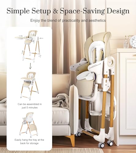 Mallify Convertible High Chairs for Babies and Toddlers, Height Adjustable Baby High Chair, High Chair with Removable Tra...
