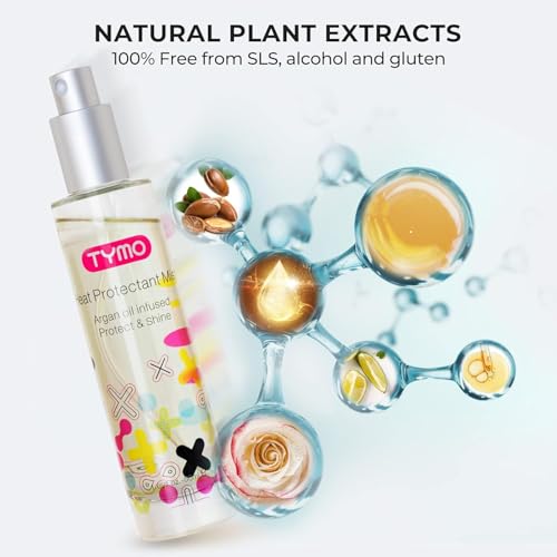 TYMO Heat Protectant Spray for Hair with Argan Oil for Styling Tools, Heat Protection Spray to Smooth & Hydrate, Natural C...
