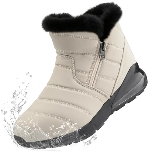 CENNID Women's Winter Snow Boots Wide Waterproof Warm Fur Lined Slip on Ankle Booties Orthopedic Boots Outdoor Insulated W...