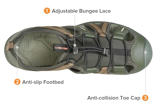 CAMEL CROWN Men's Waterproof Hiking Sandals Closed Toe Water Sandals Athletic Sport Sandals Summer Sandal Beach sandals fo...