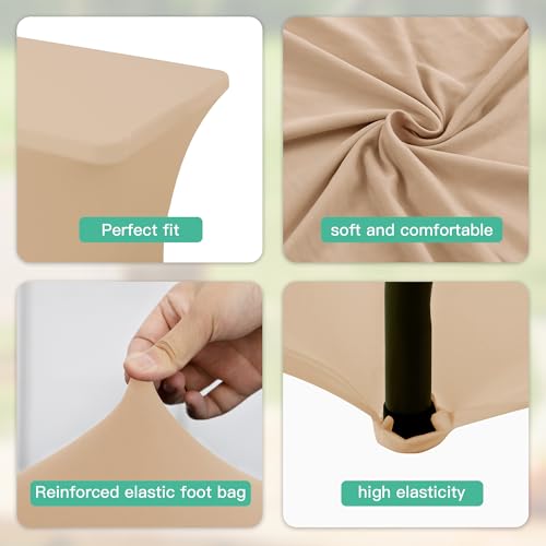 MRGSDL 2Pack 8FT Table Cloth for Rectangular Fitted Events Stretch Champagne Table Covers Washable Spandex Tablecloth Prot...