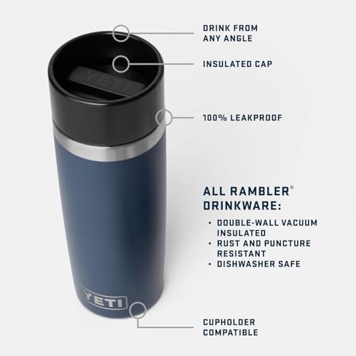 YETI Rambler 16 oz Travel Bottle, Stainless Steel, Vacuum Insulated with Leakproof Commuter Cap, Black Forest Green
