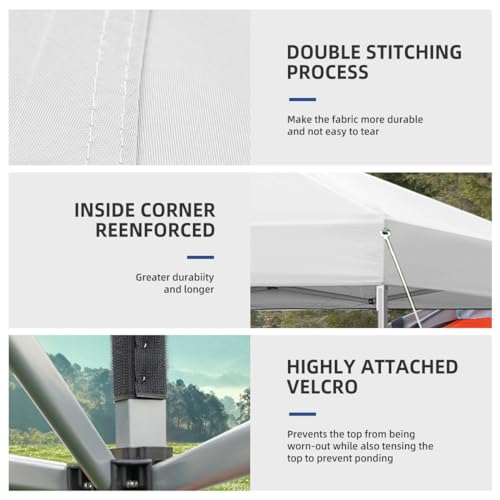 10x10 ft Pop Up Canopy Tent, Easy Up Instant Outdoor Canopy, Straight Legs, Wheeled Carry Bag - White
