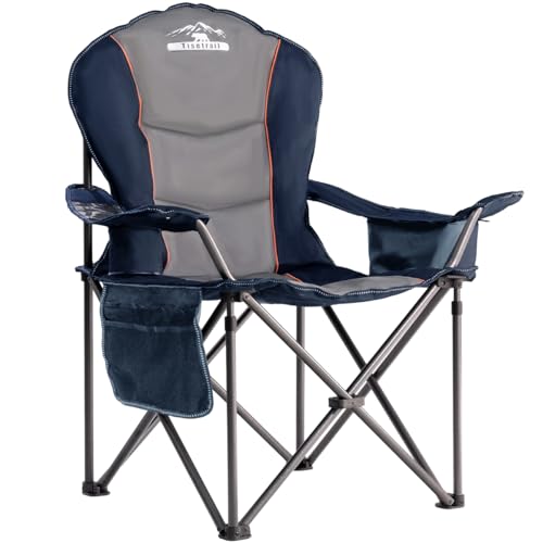 Tisetrail Oversized Camping Chair Folding Chair with Cooler Padded Outdoor Chairs Heavy Duty Support 500 LBS Steel Frame C...