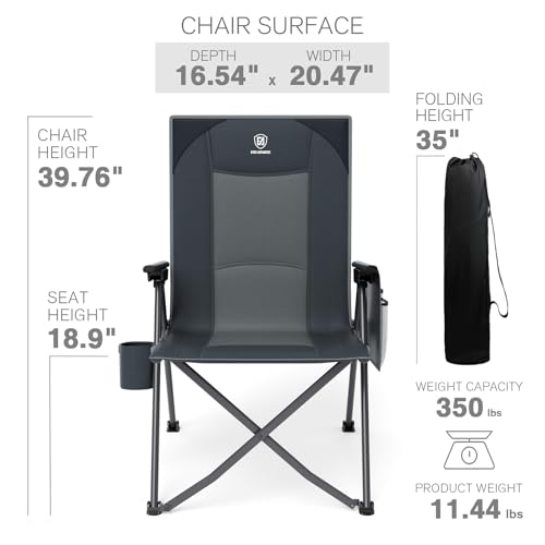EVER ADVANCED Reclining Camping Chairs for Adult Lightweight, Folding Recliner Chair with Adjustable Back, 4-Level Lounge ...