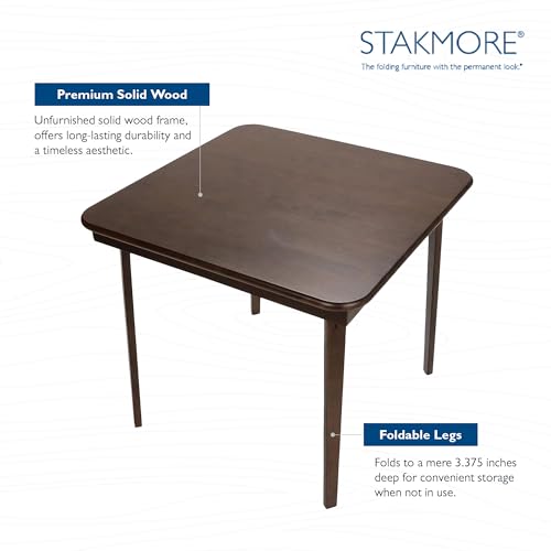 MECO Stakmore Classic Straight Edge Wood Folding Card Table, Espresso Frame