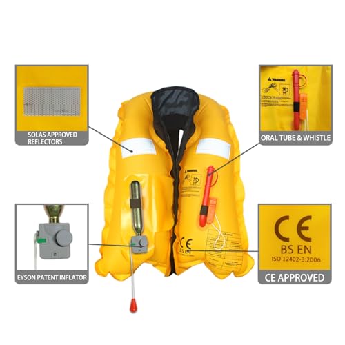 Eyson Inflatable Life Jacket Life Vest Highly Visible Manual for Adults (Red)