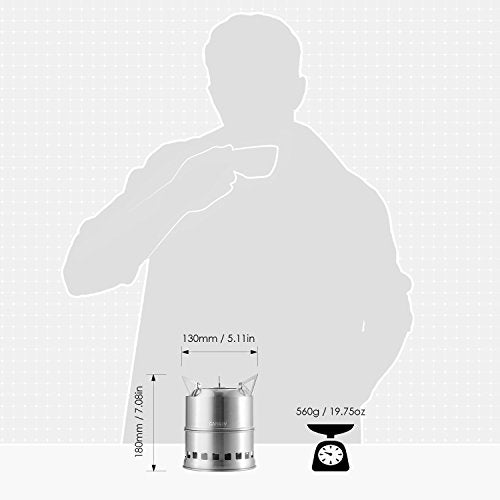 CANWAY Camping Stove, Portable Stainless Steel Wood Burning Survival Stove with Nylon Carry Bag for Outdoor Backpacking Hi...