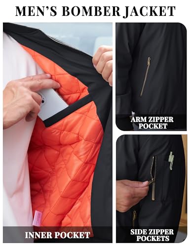 TACVASEN Men's Jackets-Bomber Jacket Fall Winter Warm Windbreaker Full Zip Casual Padded Coats
