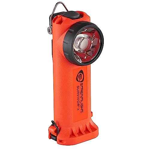 Streamlight 90044 Survivor X USB 250-Lumen USB Rechargeable Right-Angle Firefighter's Flashlight with Rechargeable Battery Pack, Orange