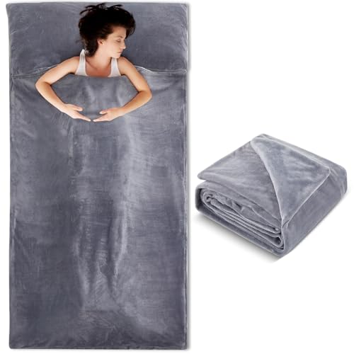 Remagr Flannel Sleeping Bag Liner for Adult, Flannel Fluffy Sheet & Camping Sheet for Winter Warm Thick Sheets for Backpac...