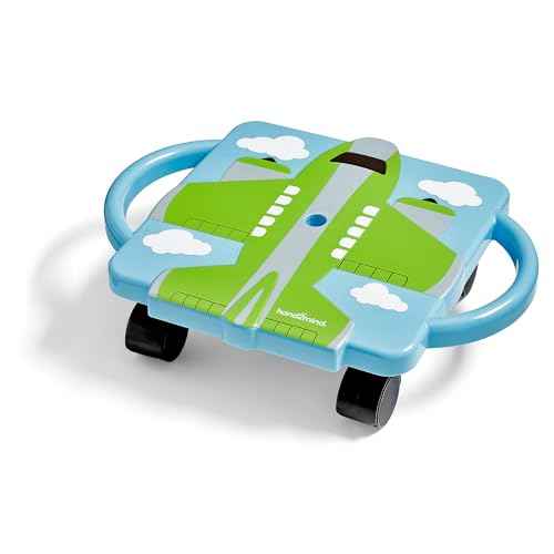 hand2mind Green Plane Glider Scooter Board, Floor Scooter Board, Gross Motor Toys, Kids Exercise & Physical Education Equipment, Playground Toys, Indoor Active Play, Toddler Outdoor Activities