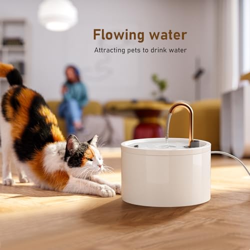 DOOOB Ceramic Cat Water Fountain, 2.1L/71oz Ceramic Cat Fountain, Automatic Ceramic Water Fountain for Cats, Pet Water Fou...