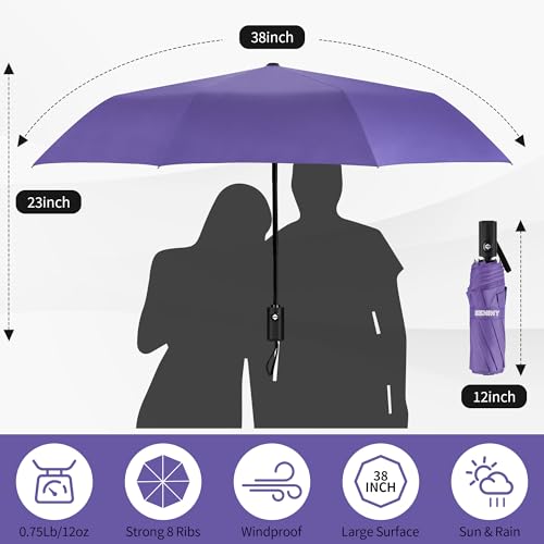 Seniny Windproof Travel Umbrella, Automatic Umbrellas for Rain, Portable & Compact Umbrellas for Backpack, Strong UV for P...