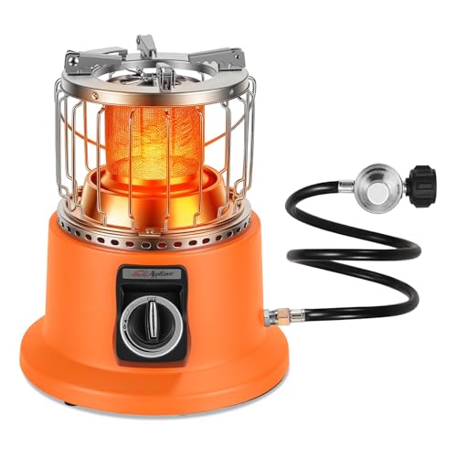 3000W 2 in 1 Portable Propane Heater Outdoor Heater Gas Stove Cooking Stove with Handle Pot Stand Gas Pipe for Patio RV Ca...