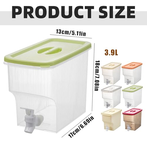Water Dispenser with Spigot, 1 Gallon Leak-proof Plastic Drink Dispenser with Lid, Fridge Iced Juice Dispensers for Party,...