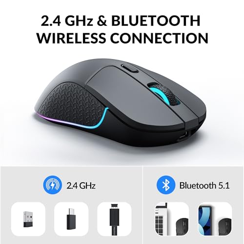 Keychron M3 Wireless Mouse, PAW3395 Sensor with Programmable Macro Button 26,000 DPI Supports 2.4 GHz/Bluetooth 5.1, 79g U...