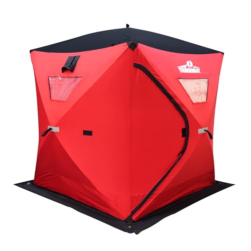 THUNDERBAY Ice Cube 2-4 Man Portable Ice Shelter, 24/34 Square Feet of Fishable Area, Portable 2-3 Person Ice Shanty