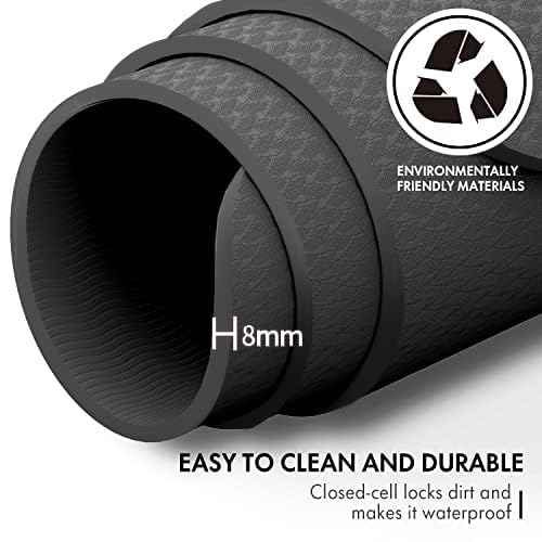 FrenzyBird Large Yoga Mat 6‘ x 4’ x 8mm ，Extra Wide Exercise Mat Large Exercise Mat Big Home Yoga Mat Pilates Mat,Non Slip,Thick,TPE Workout Mat,for Women & Men, Yoga, Pilates, Gym and Floor Workouts (Black-8mm)
