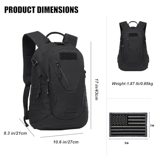 ArcEnCiel 15L Motorcycle Backpack Tactical Bag Rucksacks for Outdoor Camping Trekking Hunting with Patch
