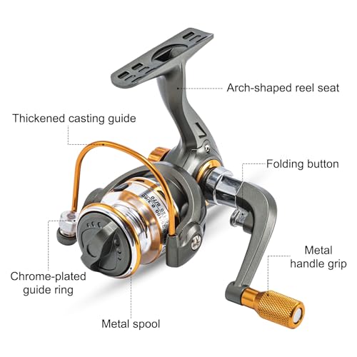 Goture 2Pcs Ice Spinning Fishing Reel Ice Fishing Combo - Size 500, Right/Left Handle Position, Light Weight, Ultra Smooth...