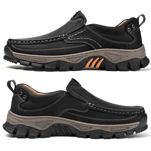 Vcmoon Men's Slip-On Loafers Comfortable Leather Casual Walking Shoes for Work Office Dress Outdoor