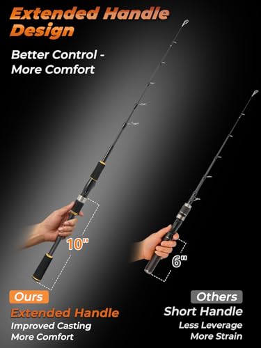 Jenseits Telescopic Fishing Rod with Extended 10-Inch Long Handle Grip - 7ft 24T Carbon Fiber Portable Travel Pole, Medium...