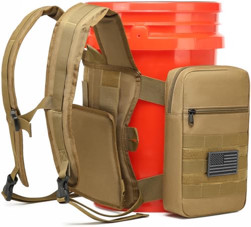 Backpack for 5 Gallon Buckets - Universal Bucket Organizer with Pocket for Hunting, Fishing, Apple Picking, Baseball & Ice...