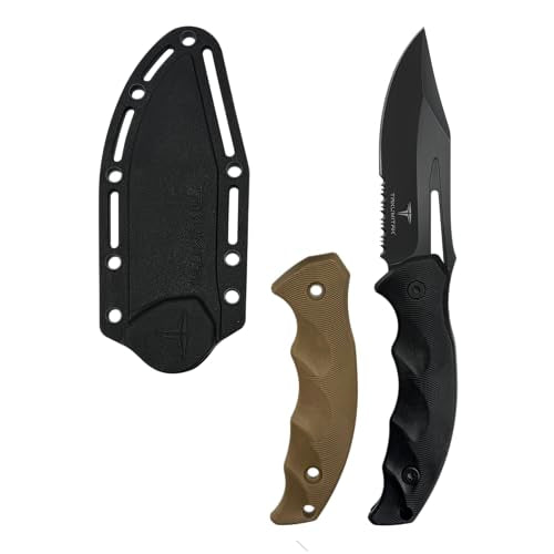 TAKUMITAK Hunting Survival Knife 9" Full Tang Fixed Blade Knives Camping Gear with Extra Set of FRN Handle Scales, MOLLE C...