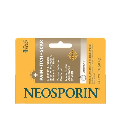 Neosporin First Aid Antibiotic Pain-Relieving, Anti-Itch, & Scar Ointment with Neomycin, Bacitracin Zinc, Pramoxine HCl & ...