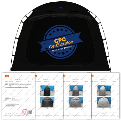 KNOCLOC Blackout Bed Tent Full Size for Kids & Adults Sleeping, CPC Certified Bed Canopy with 4 Doors & Large Top Vent for Privacy Protection & Room Sharing(Black, Full)