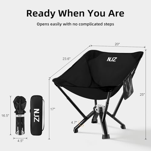 NJZ Folding Outdoor Chair — Easy Outdoor Comfort, Simple One-Piece Design, Stable Aluminum Frame, Relaxed Seating for Back...