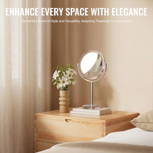 Auxmir 1X/ 30X Magnifying Mirror, Makeup Mirror with Tweezer, 6.8'' Double Sided Round Vanity Tabletop Mirror, 360¡Æ Rotation Portable for Dressing Table Desk Bathroom Bedroom Travel, Clear