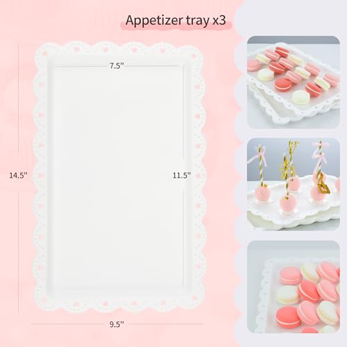 Pack of 10 NWK Cake Stand Set with 3 x Two-Tier and 3 x Three-Tier Cupcake Stands, 4 x Appetizer Trays, for Birthday Baby ...