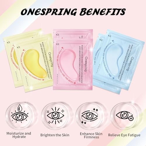 Onespring Eye Masks (24 Pairs) - Gifts for Her - Caffeine, 24K Gold and Retinol Under Eye Patches for Puffy Eyes, Dark Cir...