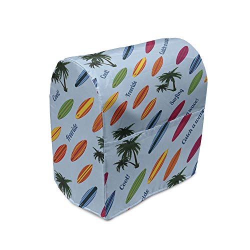 Ambesonne Surfboard Stand Mixer Cover, Exotic Hawaii Vacation Palm Trees and Colorful Boards Water Sports Fun Activities, ...