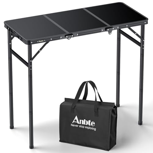Anbte 3ft Tri-fold Camping Table Max 29.5", 3 Adjustable Heights Aluminum Folding Camping Table with Storage Bag, Lightwei...