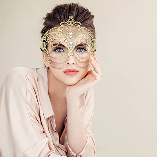 Thmyo Women's Masquerade Laser Cut Metal Venetian Pretty Halloween Costume Mask