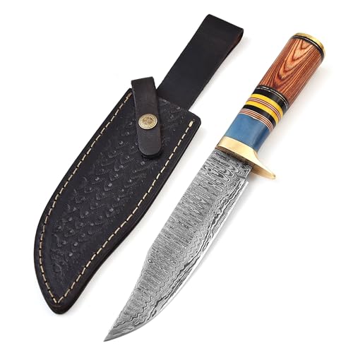 LEONA CRAFT® Handmade Damascus Knife – Premium Outdoor Fixed Blade Carbon Steel Tool | Camping & Bushcraft Use | Sharp Edg...