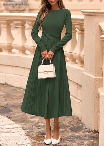 PRETTYGARDEN Womens Sweater Dress 2026 Long Sleeve Elegant Knit A Line Fall Wedding Guest Cocktail Midi Winter Dresses