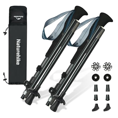 Naturehike Collapsible Hiking & Trekking Poles, 2 PC Adjustable Lightweight Aircraft Aluminum Trekking Poles
