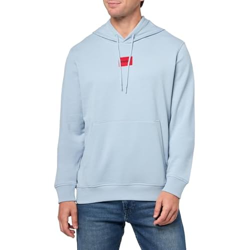 HUGO Men's Regular Fit Square Logo Jersey Hooded Sweatshirt