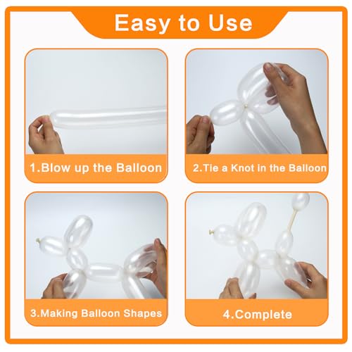 PIGETALE 100Pcs Clear 260 Balloons Transparent Long Balloons for Balloon Garland Thickening Skinny Latex Twisting Balloon ...